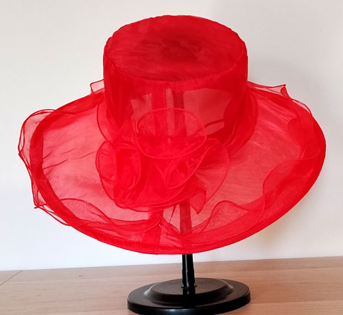 klobouk elegantní letní  červený 68040172.5