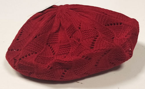 baret pletený vínový 51007.37